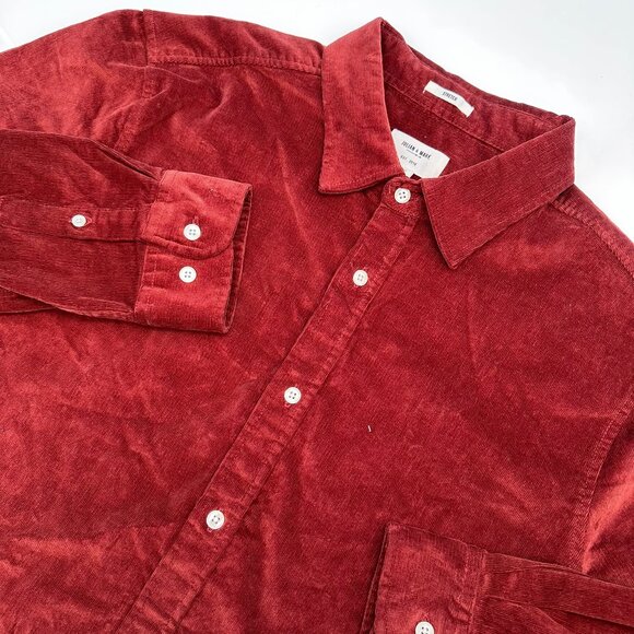 NWOT‎ Men's Julian & Mark Corduroy Stretch Button Up L/S Shirt Size L,  Rust Red - Picture 1 of 10